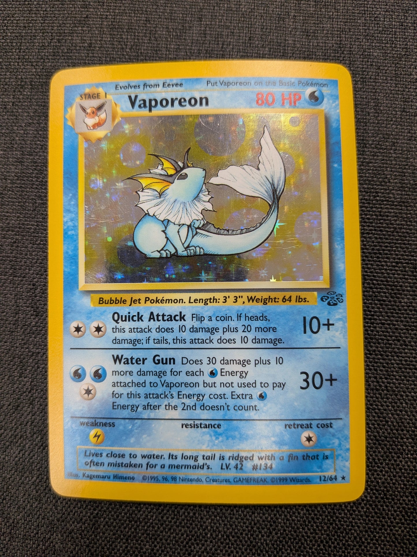 (Jungle) Vaporeon Holo Unlimited 12/64 - NM