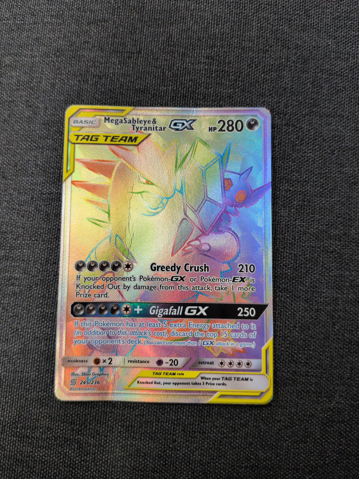 (SM11) Mega Sableye & Tyranitar GX #245 DMG