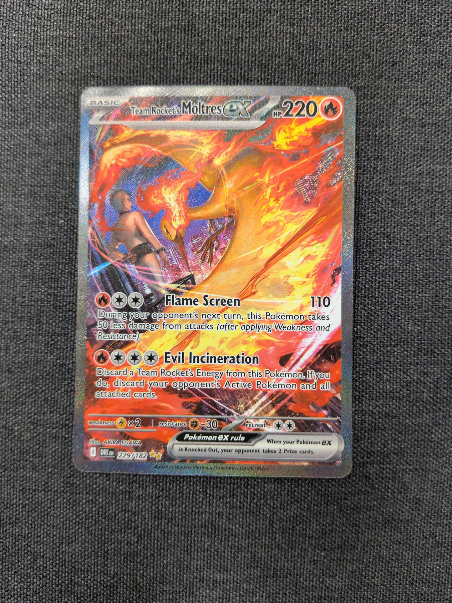(DRI) Team Rocket's Moltres EX #229/182 NM