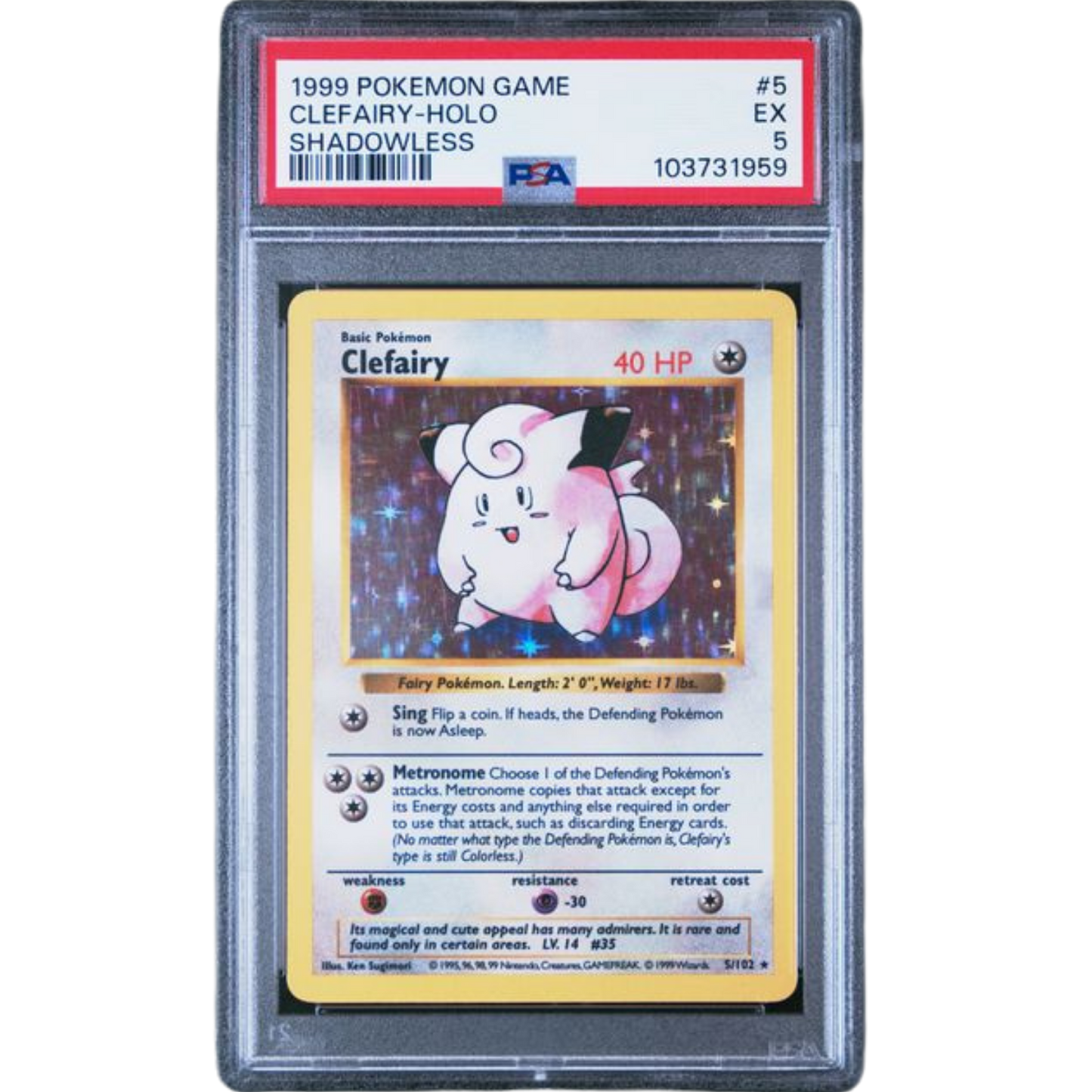 (BS) Clefairy Shadowless Holo #5 PSA 5 EX