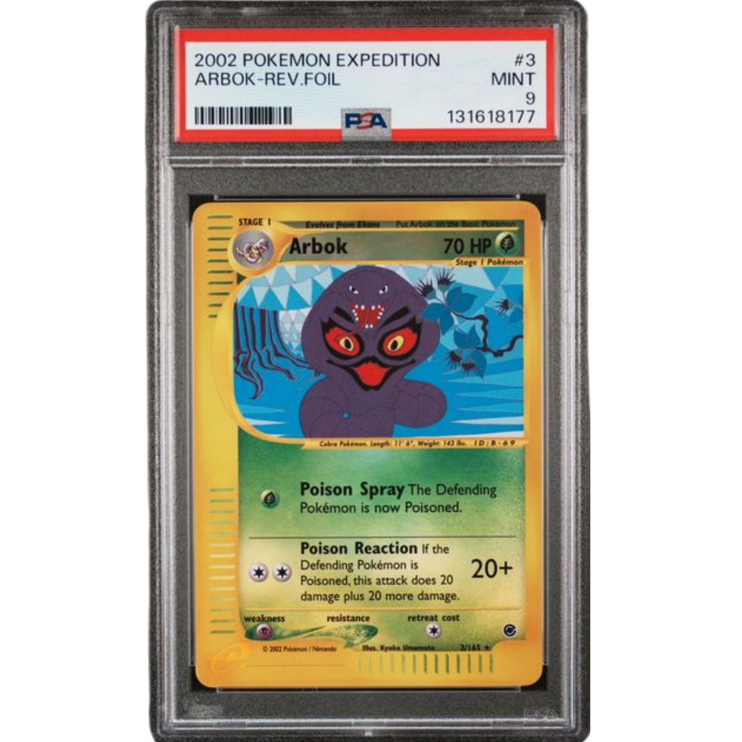 (EX) Arbok Reverse Holo #3 PSA 9 Mint