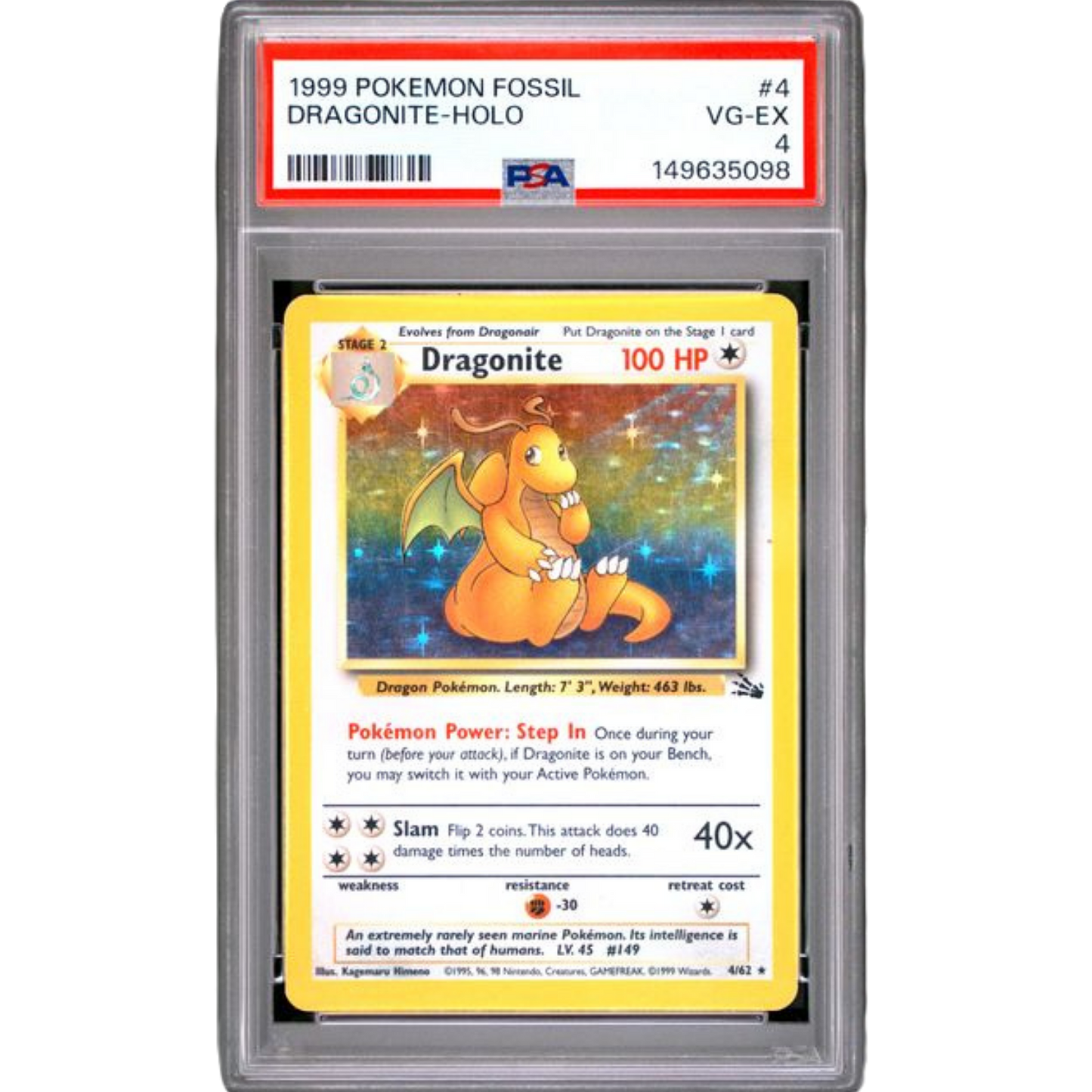 (FOS) Dragonite Holo #4 PSA 4 VG-EX