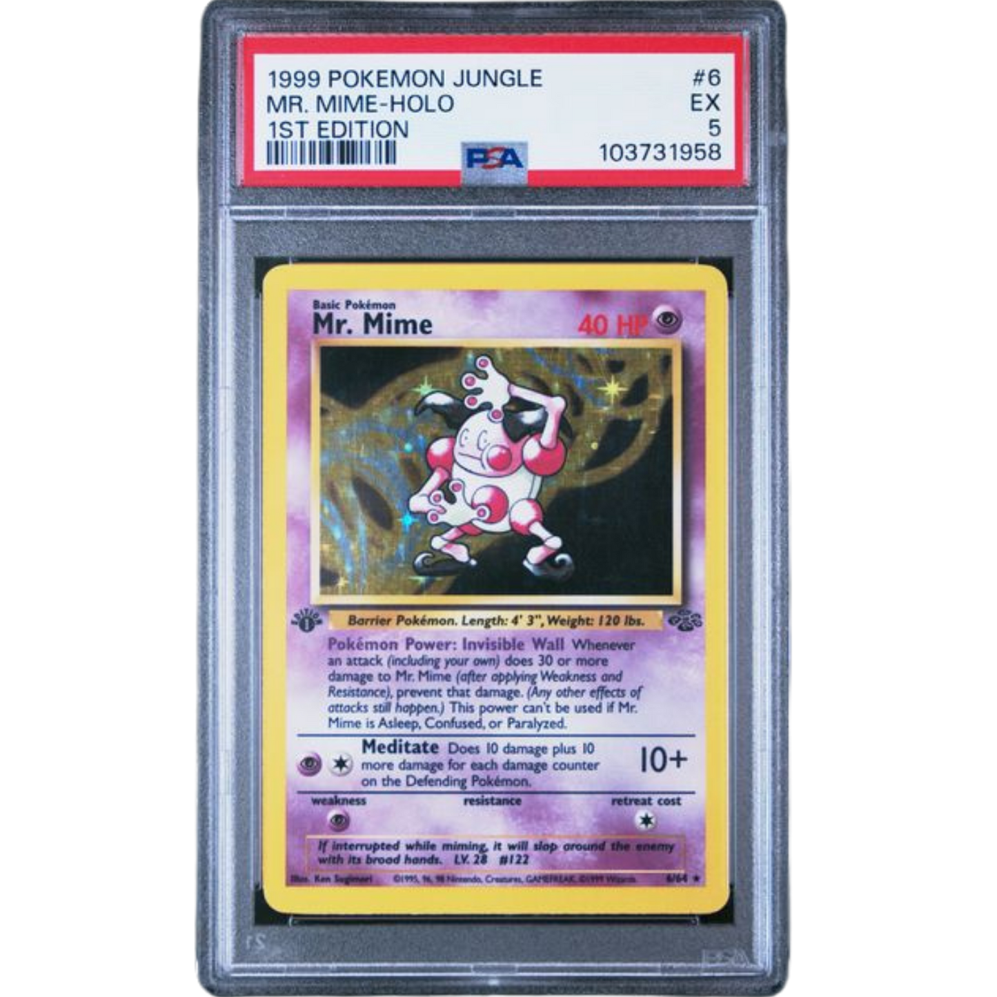 (JNG) Mr. Mime Holo 1st Edition #6 PSA 5 EX