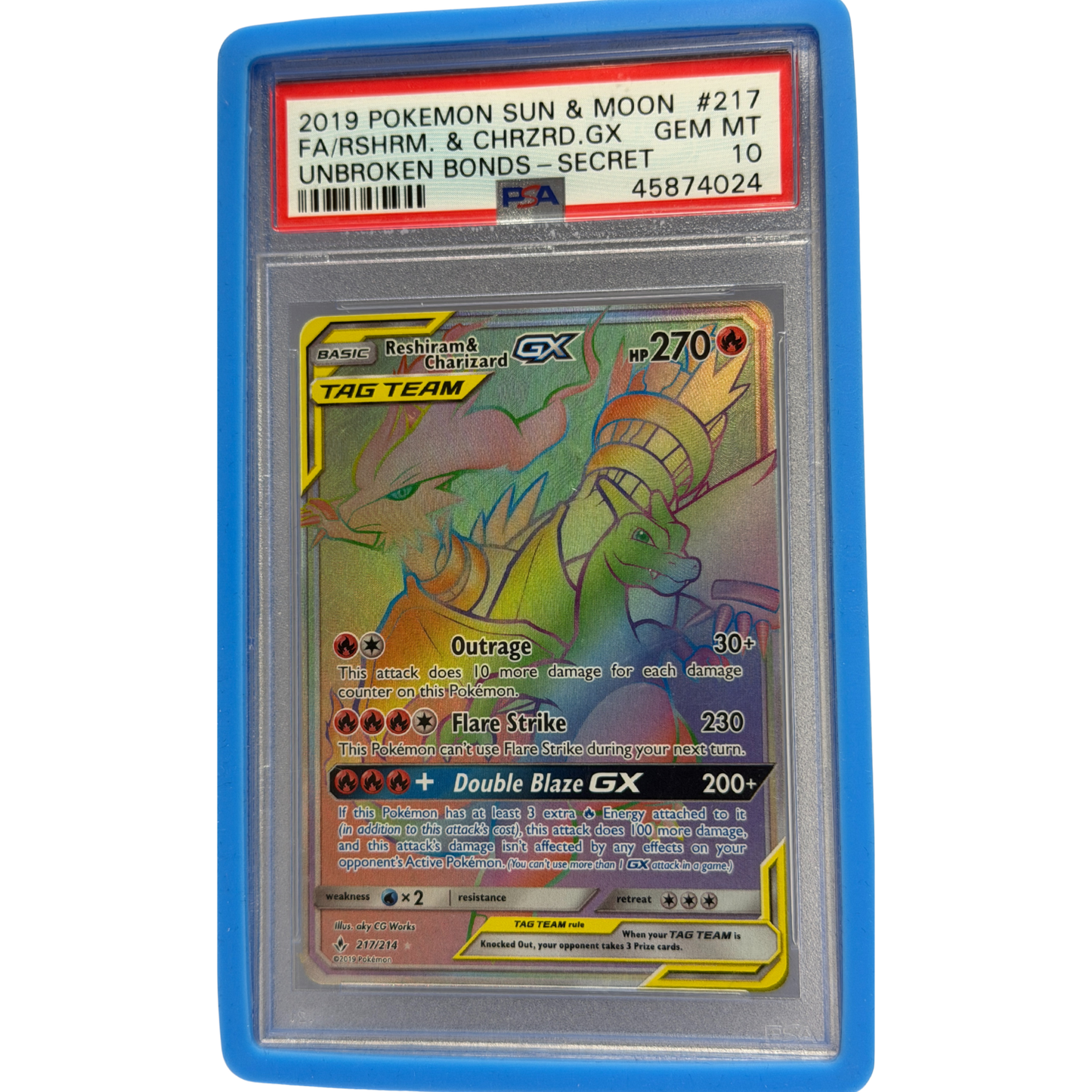 Reshiram & Charizard GX #217 PSA 10