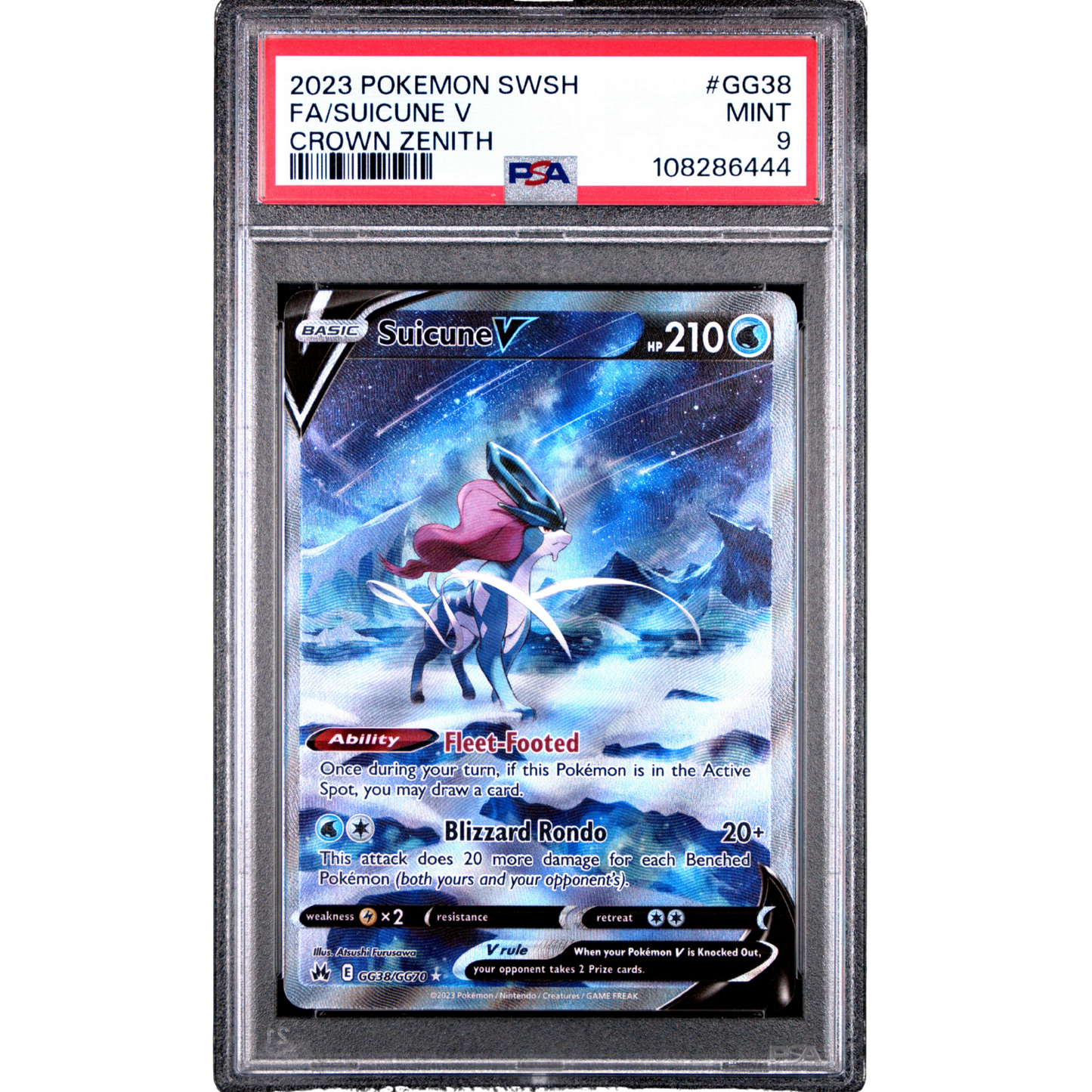 (CRZ) Suicune V #GG38 PSA 9 Mint