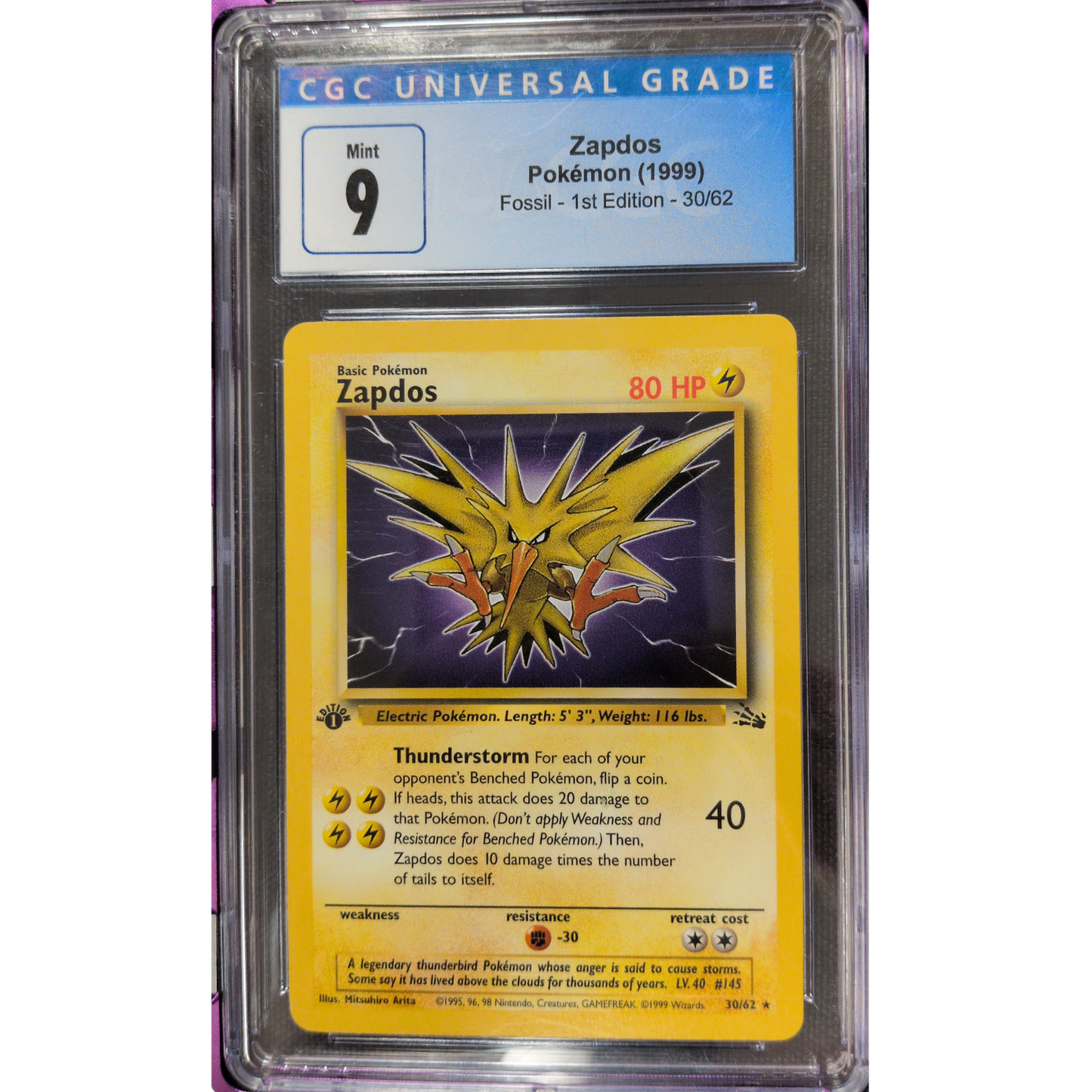 (FOS) Zapdos 1st Edition #30 CGC 9 Mint