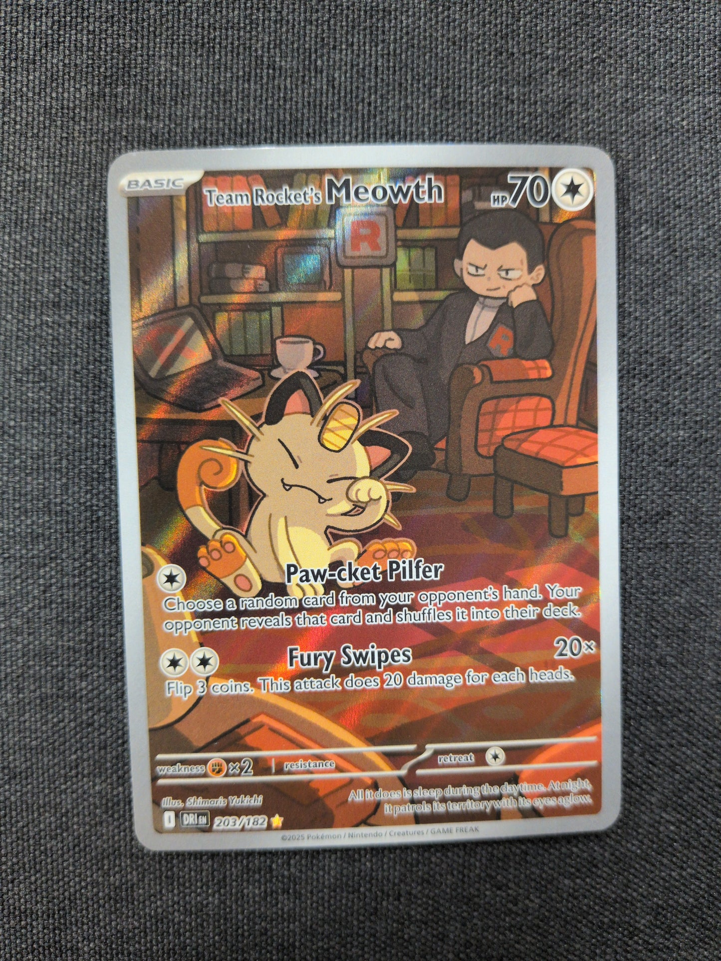 (DRI) Team Rocket's Meowth EX #203 NM