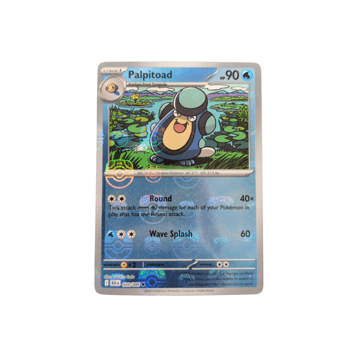 (BLK) Palpitoad Master Ball Reverse Holo #020 NM