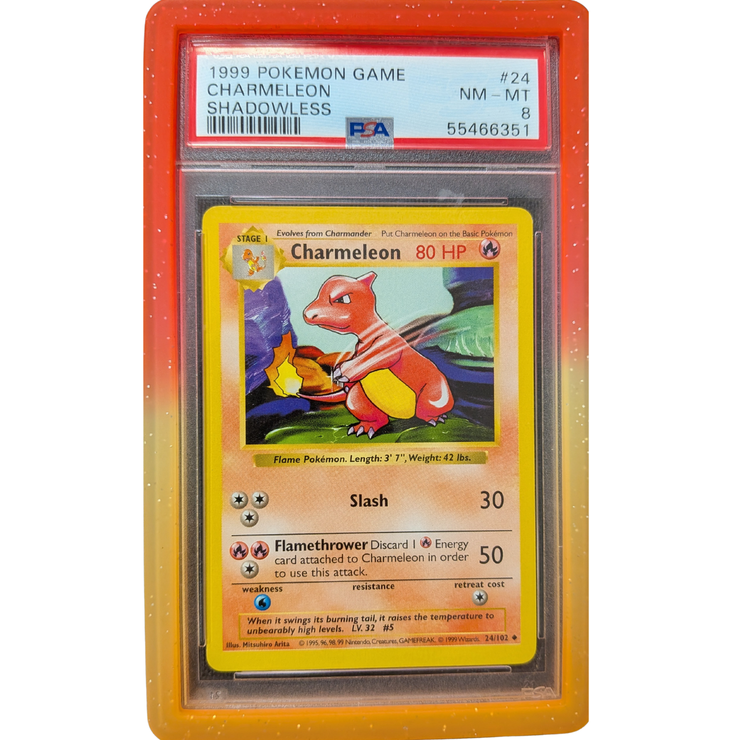 (BS) Charmeleon Shadowless #24 PSA 8 NM-MT