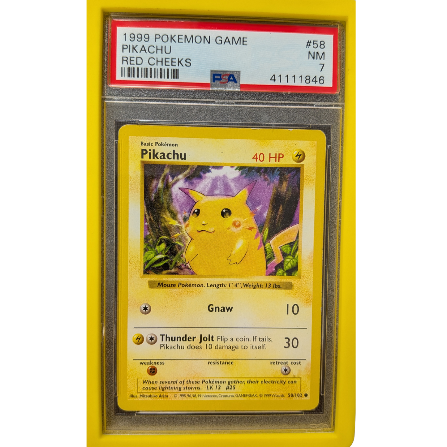 (BS) Pikachu Red Cheeks Shadowless #58 PSA 7 NM