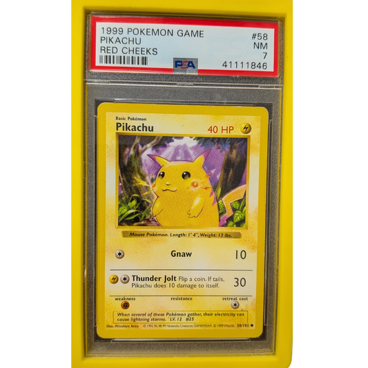 (BS) Pikachu Red Cheeks Shadowless #58 PSA 7 NM