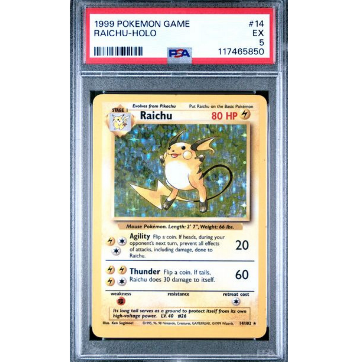 (BS) Raichu Holo #14 PSA 5 EX