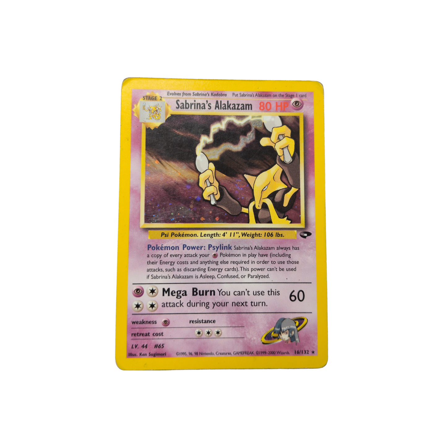 (G2) Sabrina's Alakazam Holo #16 DMG