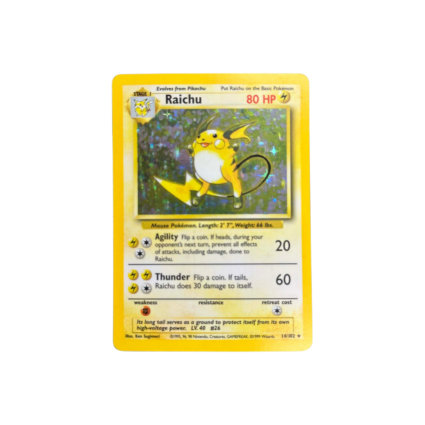 Raichu Holo Base Set #14 - LP