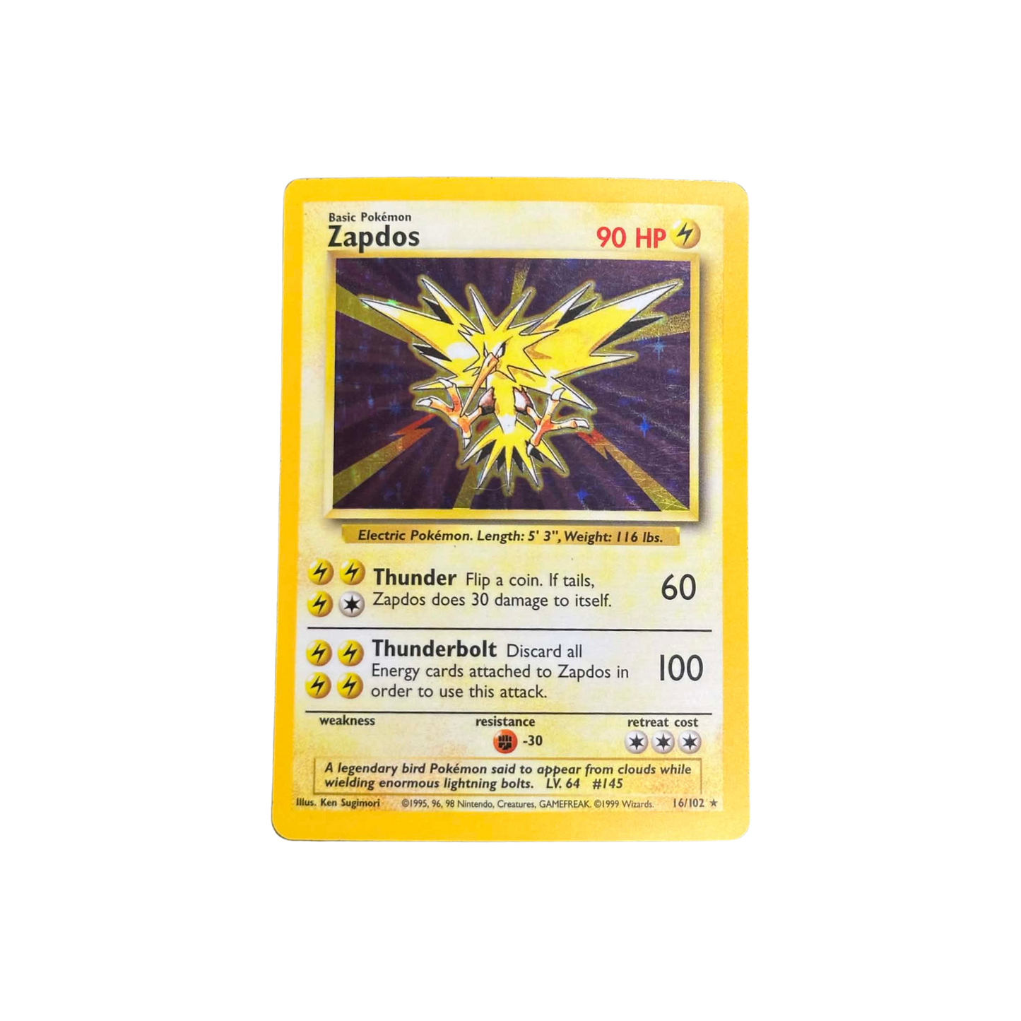 Zapdos Holo Base Set #16 - LP