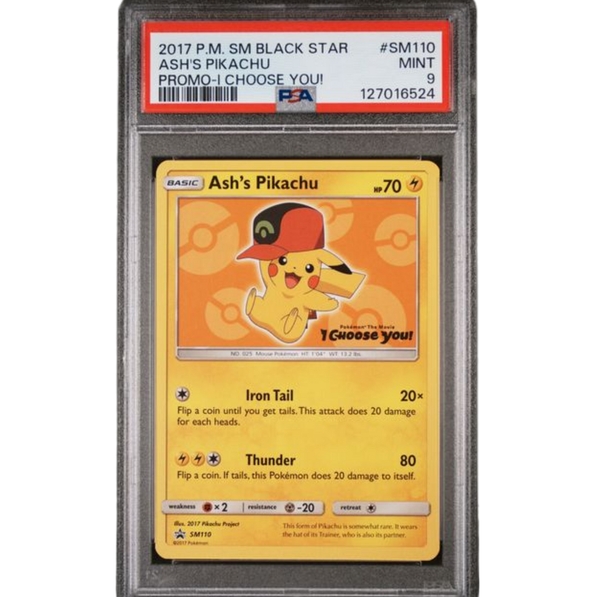 (SMP) Ash's Pikachu SM110 PSA 9 Mint