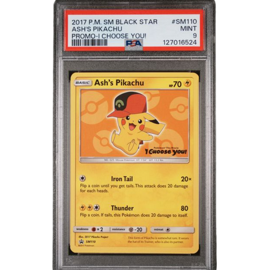 (SMP) Ash's Pikachu SM110 PSA 9 Mint