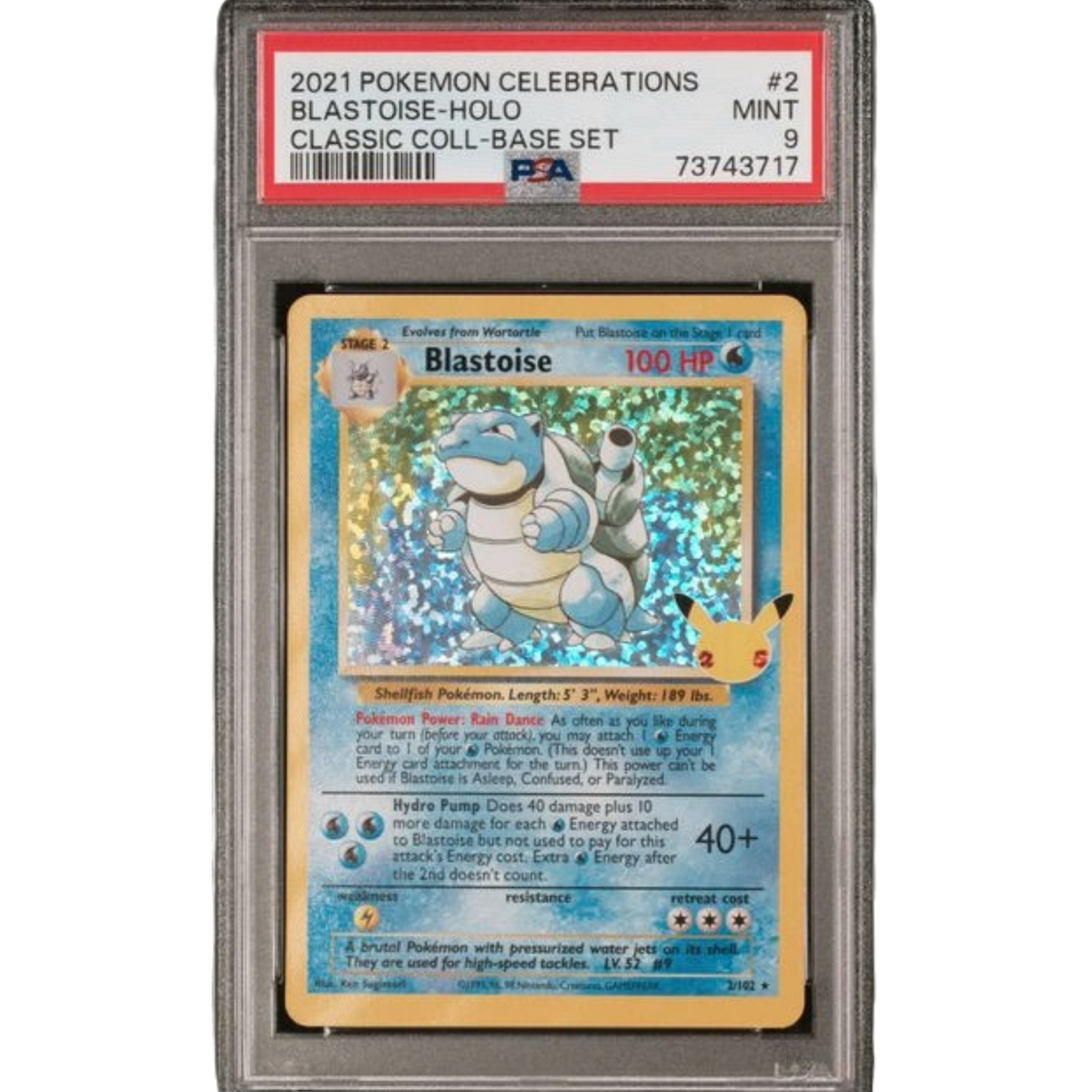 (CCC) Blastoise Holo #2 PSA 9 Mint