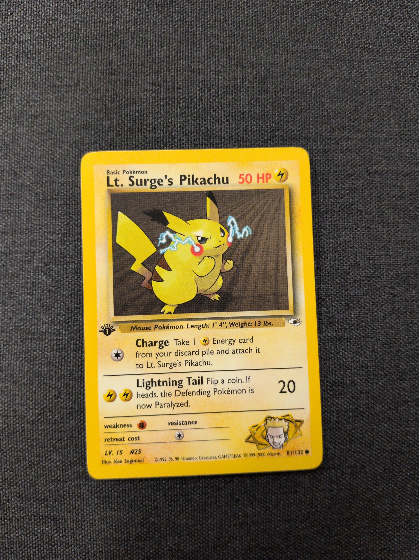 (G1) Lt. Surge's Pikachu 1st Edition #81 LP