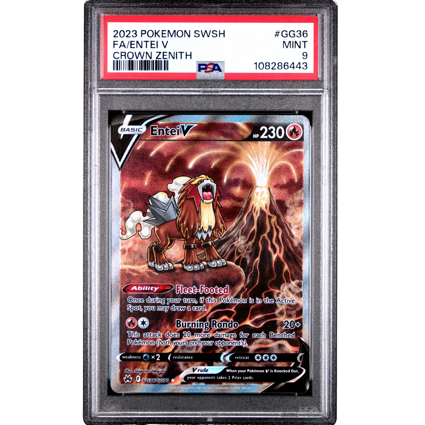 (CRZ) Entei V #GG36 PSA 9 Mint