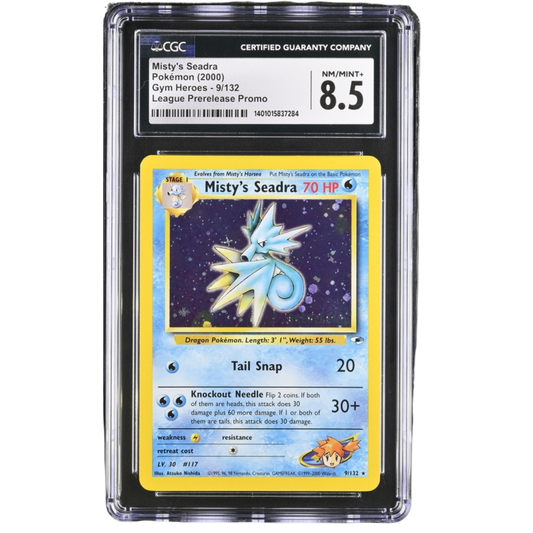(G1) Misty's Seadra Prerelease Promo Holo #9 CGC 8.5 NM/Mint+