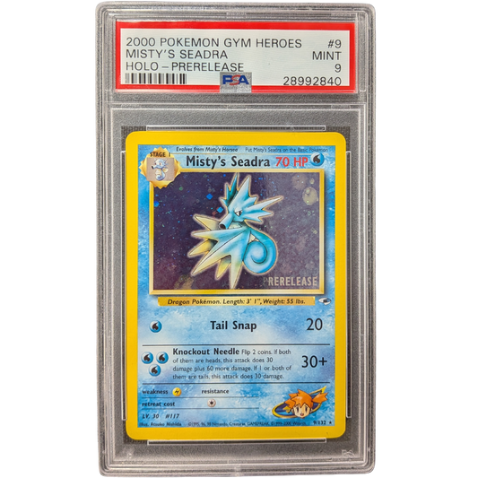 (G1) Misty's Seadra Holo Prerelease #9 PSA 9 Mint