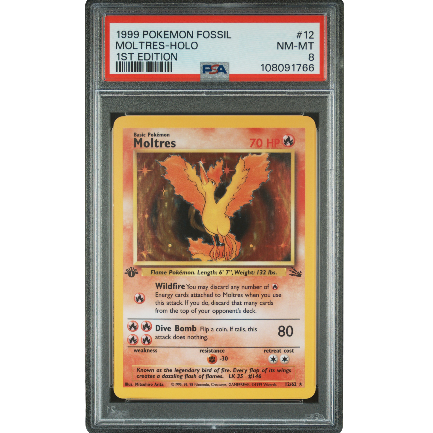 (FOS) Moltres Holofoil 1st Edition #012 PSA 8 NM-MT