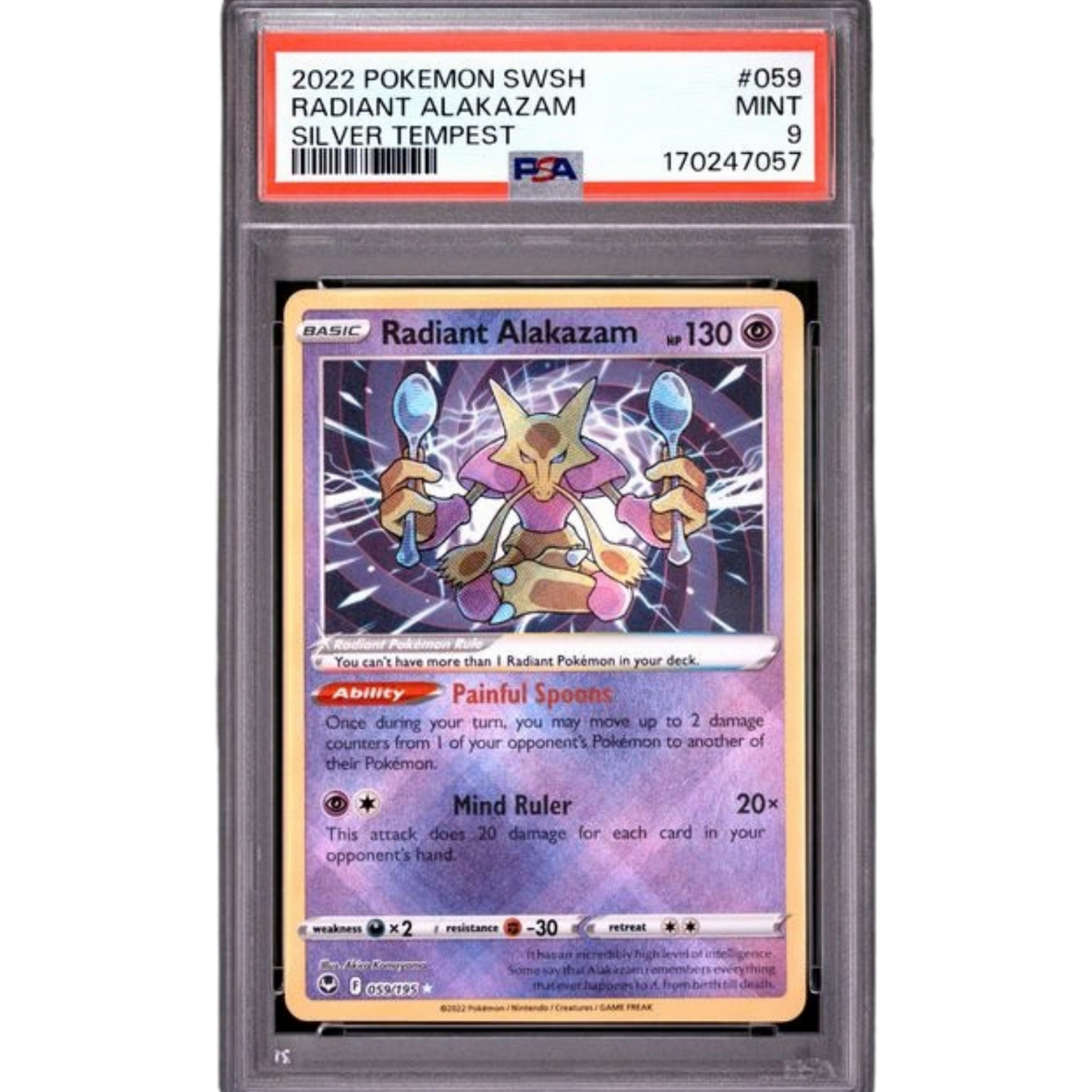 (SWSH12) Radiant Alakazam #059 PSA 9 Mint