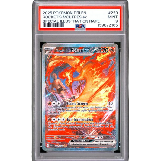 (DRI) Rocket's Moltres ex #229 PSA 9 Mint