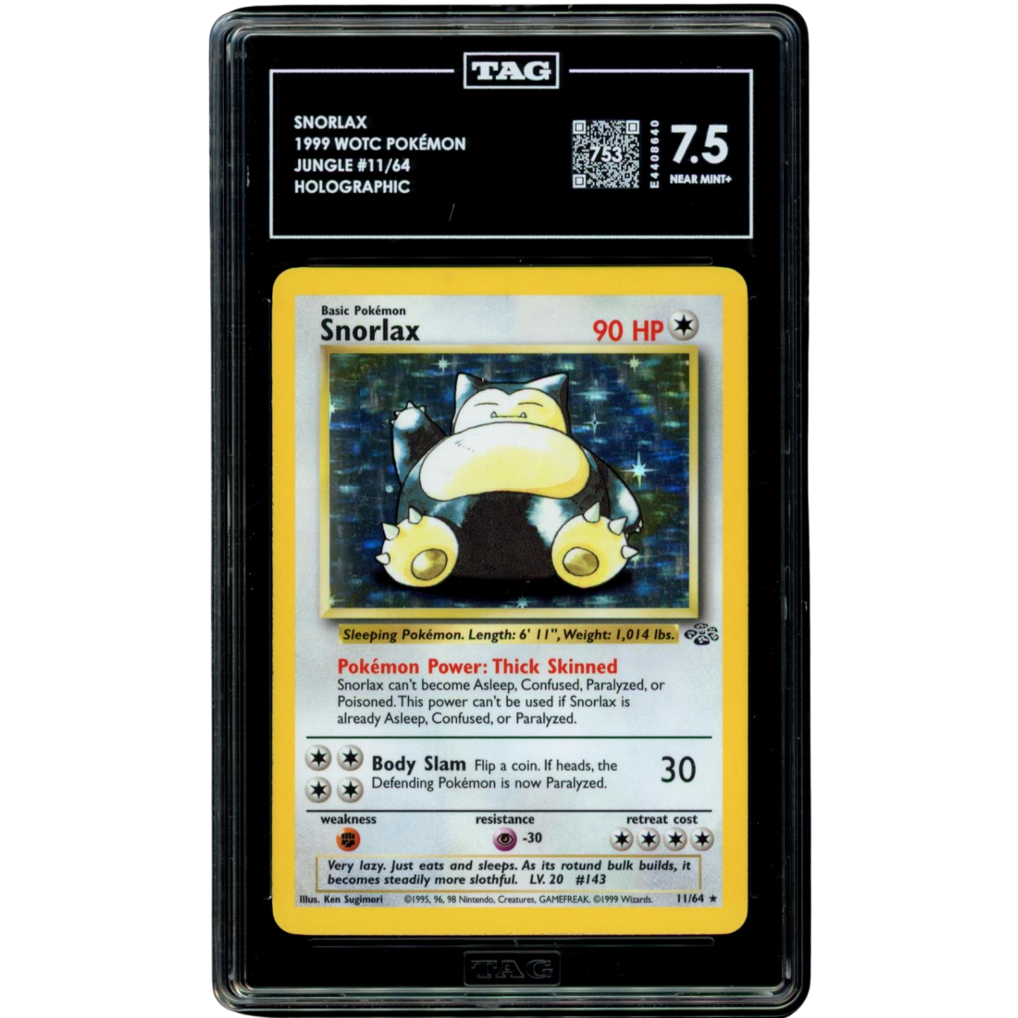 (JNG) Snorlax Holo #11 TAG 7.5 Near Mint+
