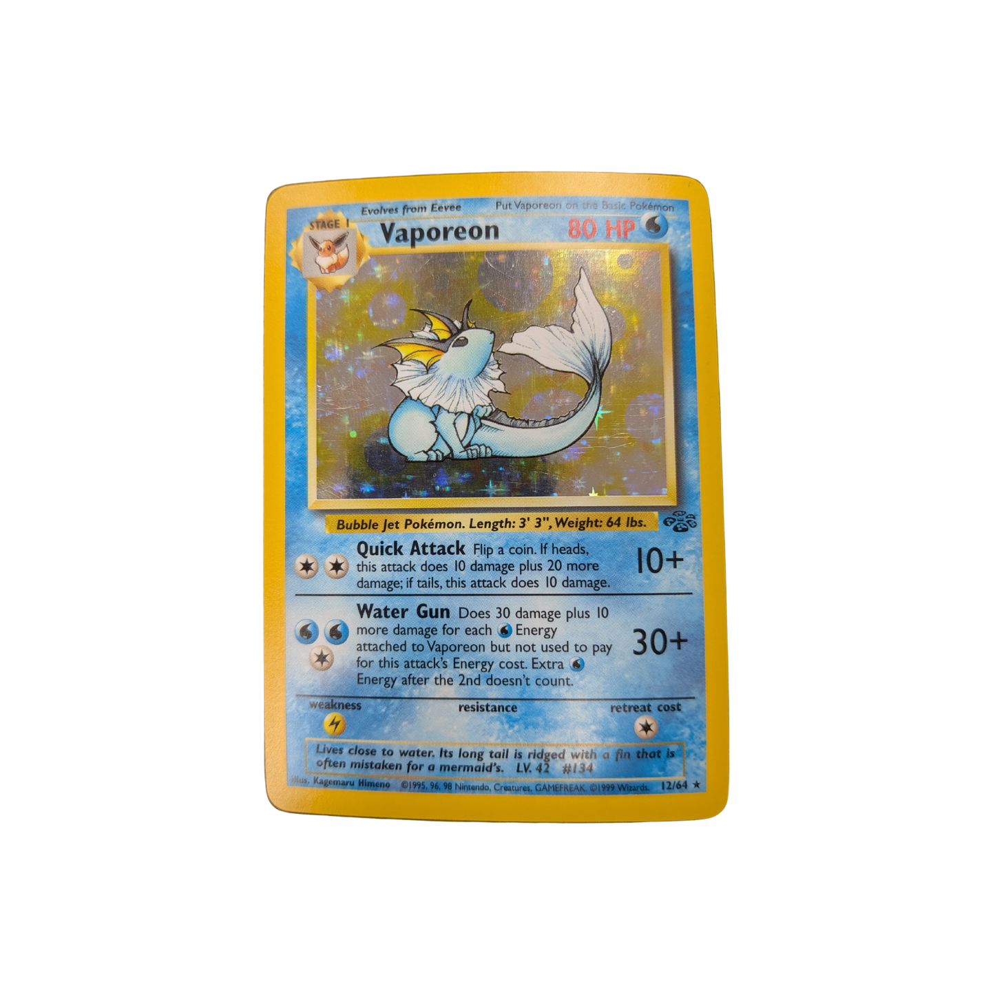 (Jungle) Vaporeon Holo Unlimited 12/64 - NM