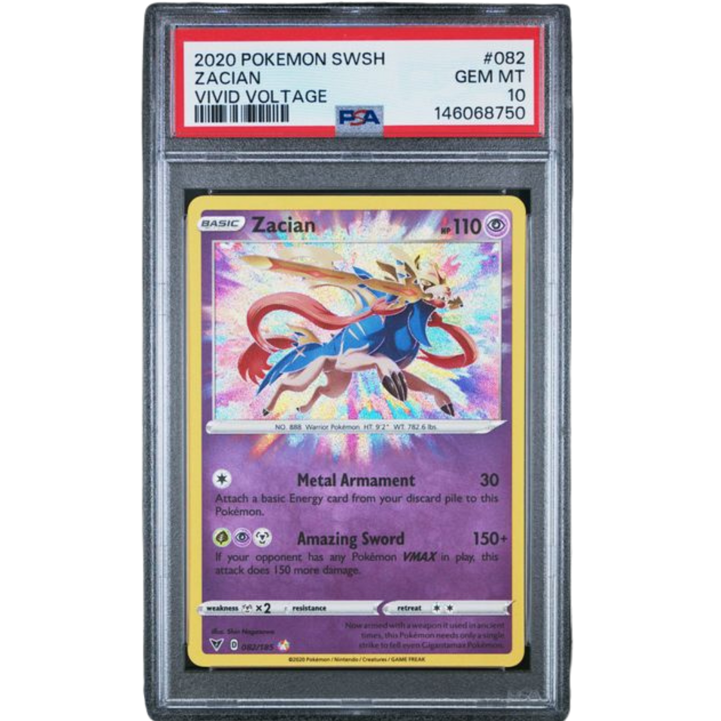 (VV) Zacian Amazing Rare #082 PSA 10 Gem Mint