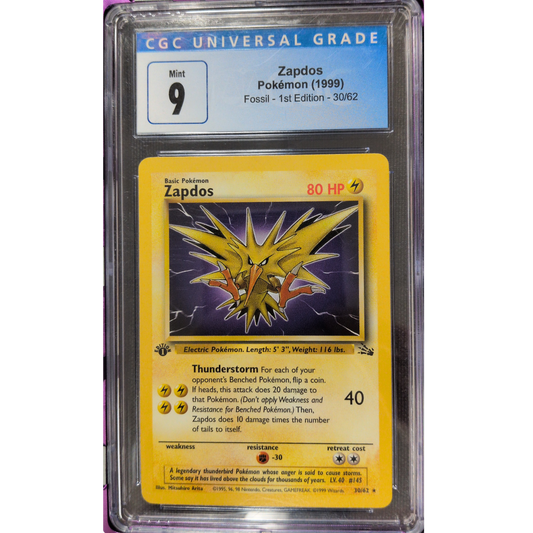 (FOS) Zapdos 1st Edition #30 CGC 9 Mint